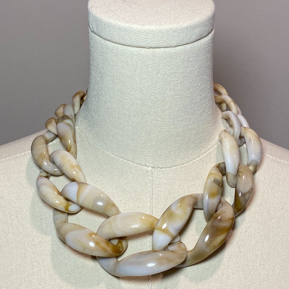 Women's Acrylic Brown/Beige Chunky Choker Necklace